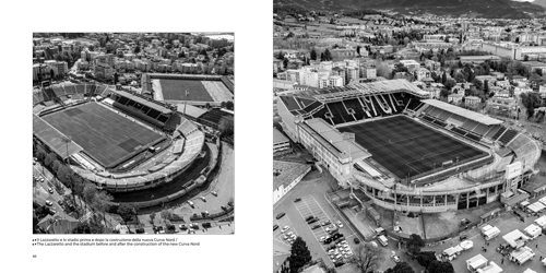Lo stadio prima e dopo la costruzione della Curva Nord